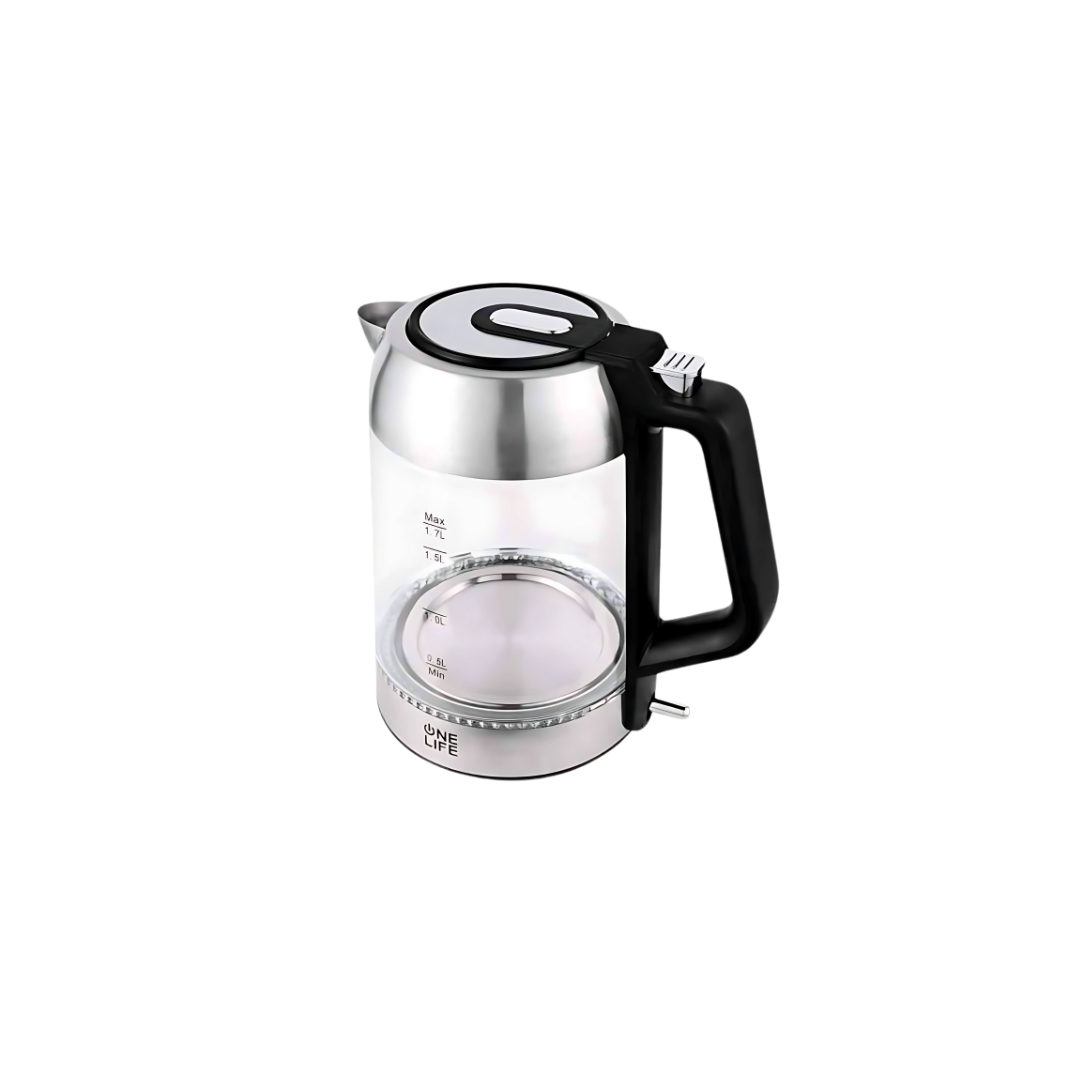 غلاية مياه ون لايف -1.7 لتر- EKC1805GS-2200 وات -زجاج وستانلس ستيل - الصورة 2